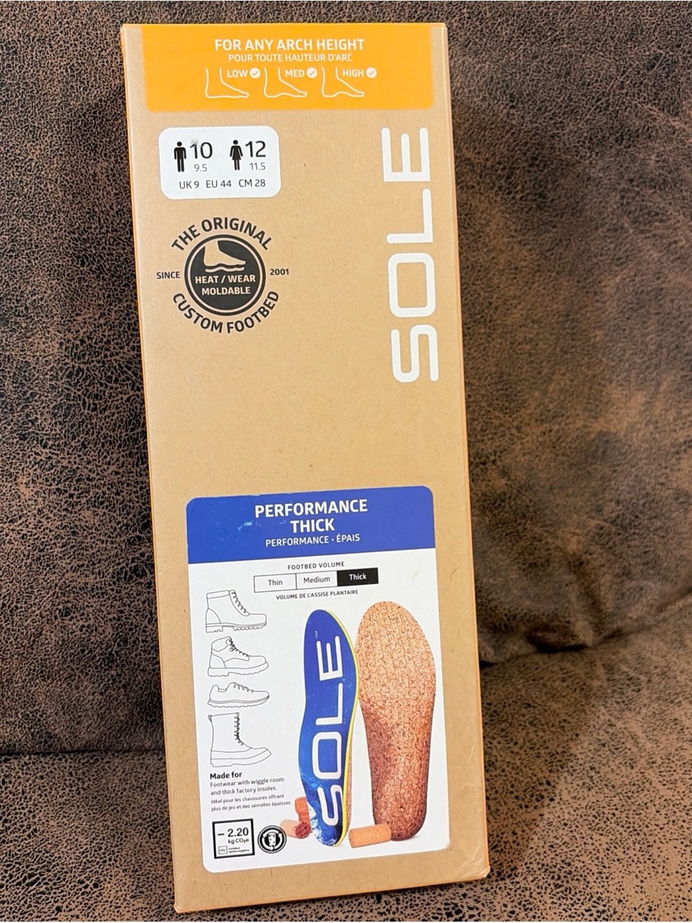 SOLE Performance Thick Insoles - Custom Moldable, Mens 10/Womens 12